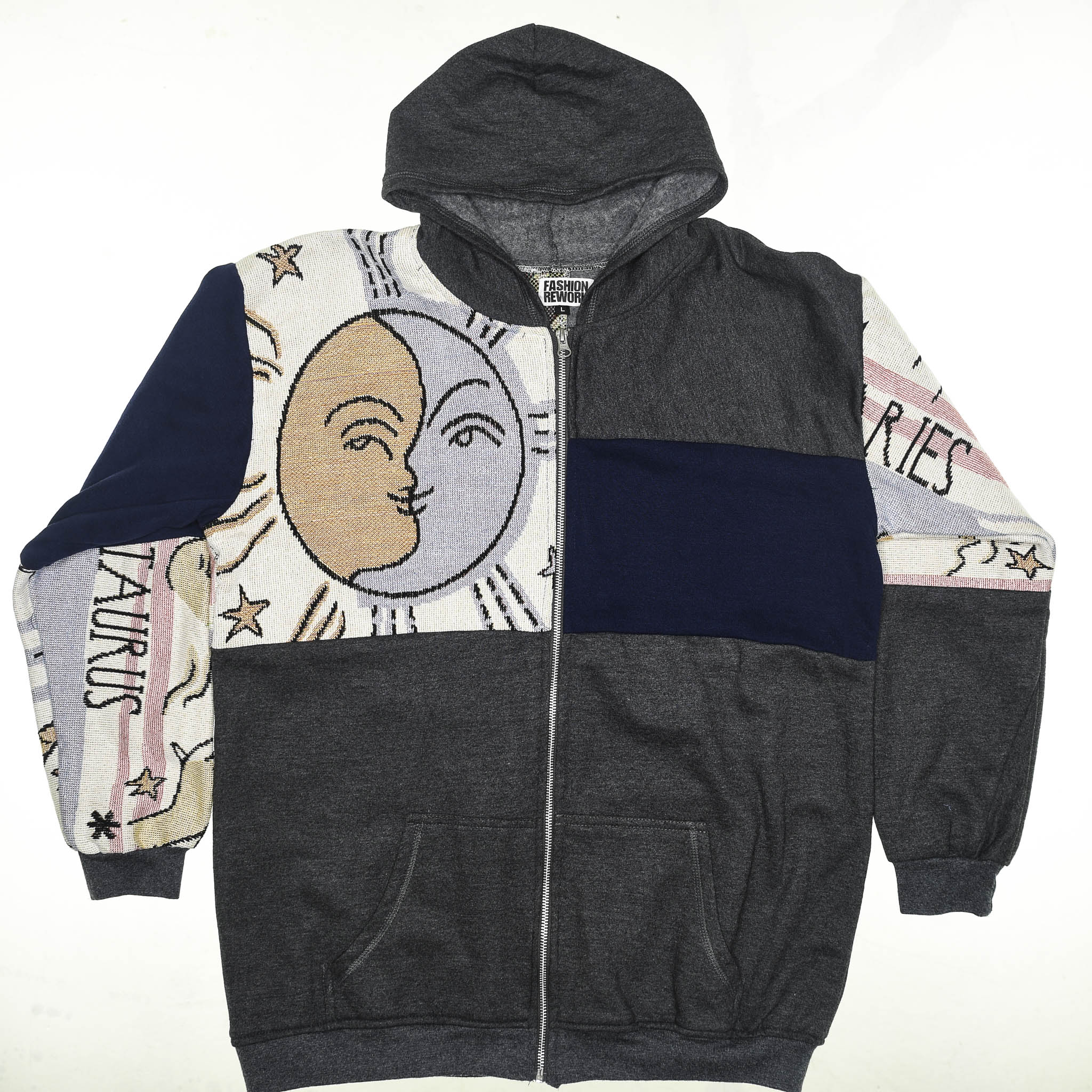 Astrology Patchwork Tapestry Zip Up Hoodie