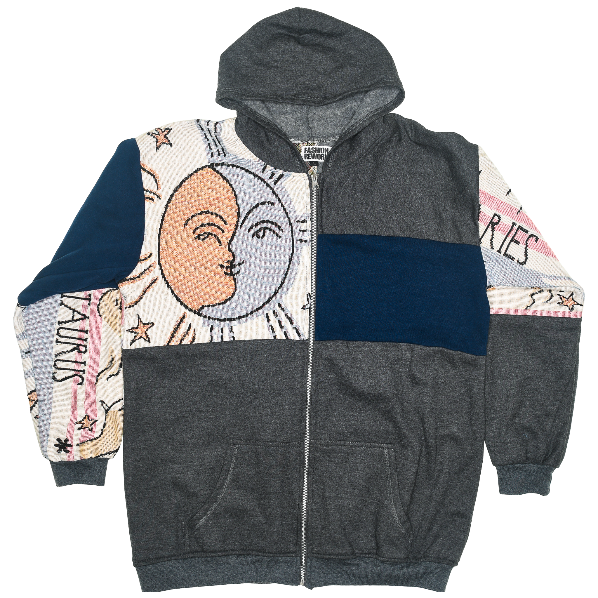 Astrology Patchwork Tapestry Zip Up Hoodie