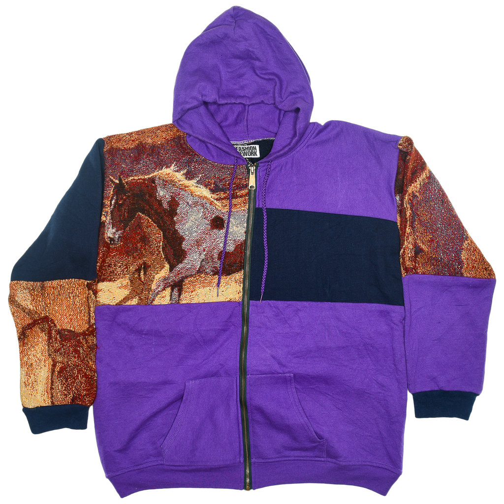 Sunrise Horses Tapestry Patchwork Zip Up