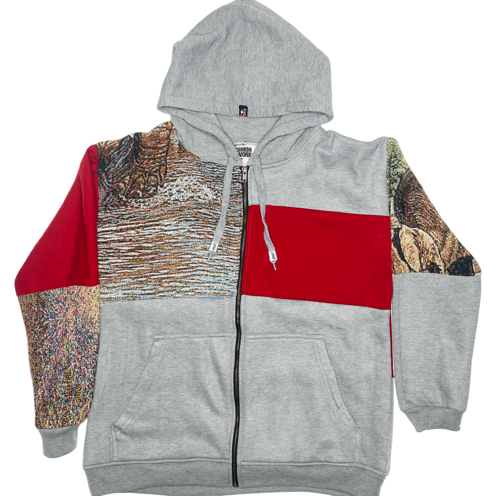 Elephant Patchwork Tapestry Zip Up Hoodie