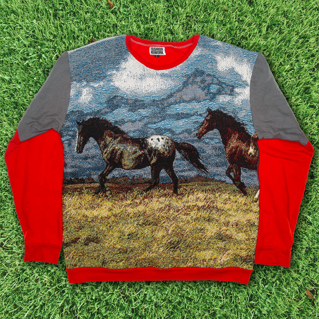 Horse Landscape Tapestry Panel Pullover