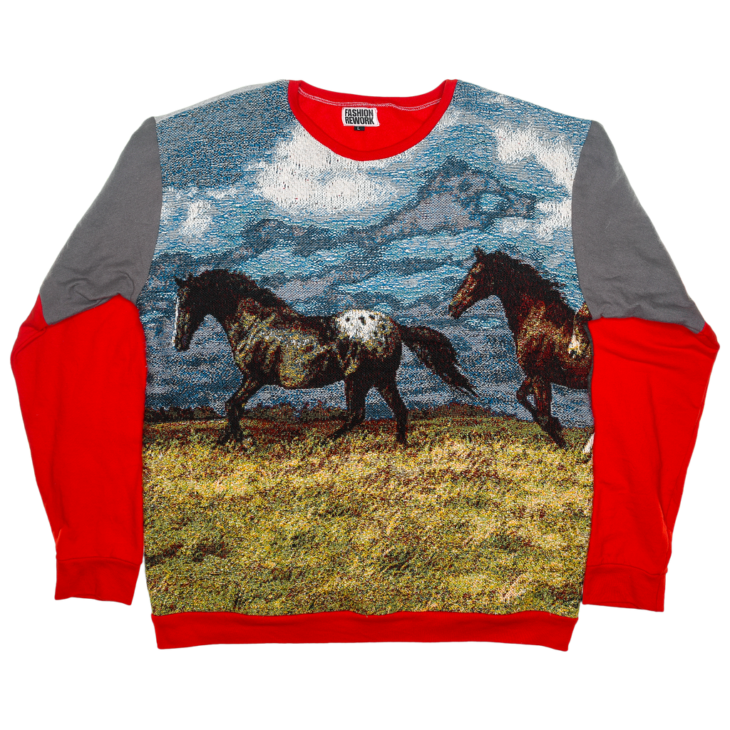 Horses in the Wild Landscape Full Tapestry Panel Pullover