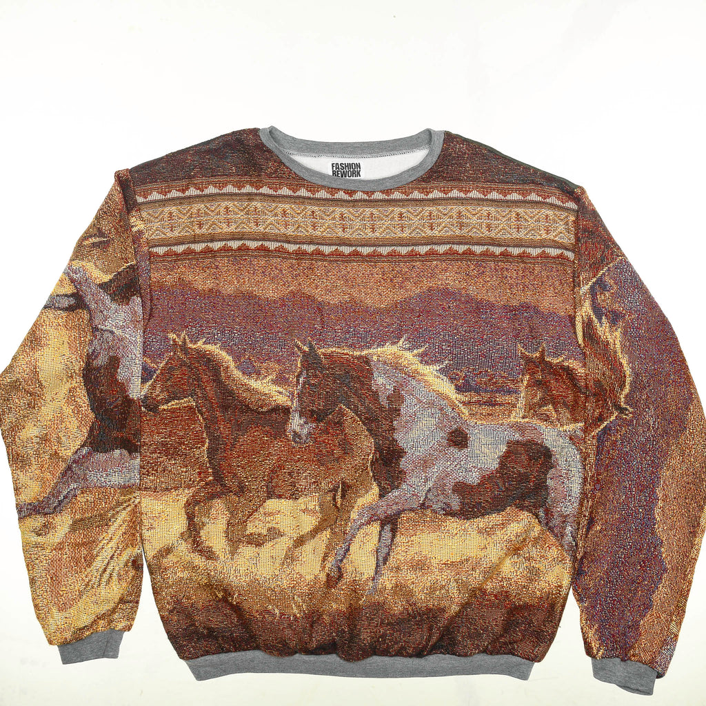 Sunset & Wild Horses Tapestry Panel Pullover