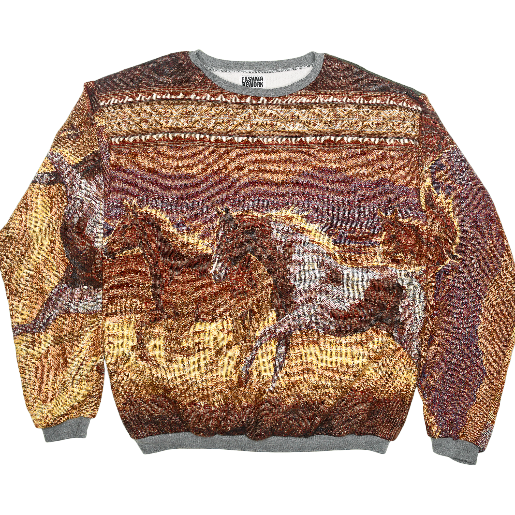 Sunset & Wild Horses Full Tapestry Panel Pullover