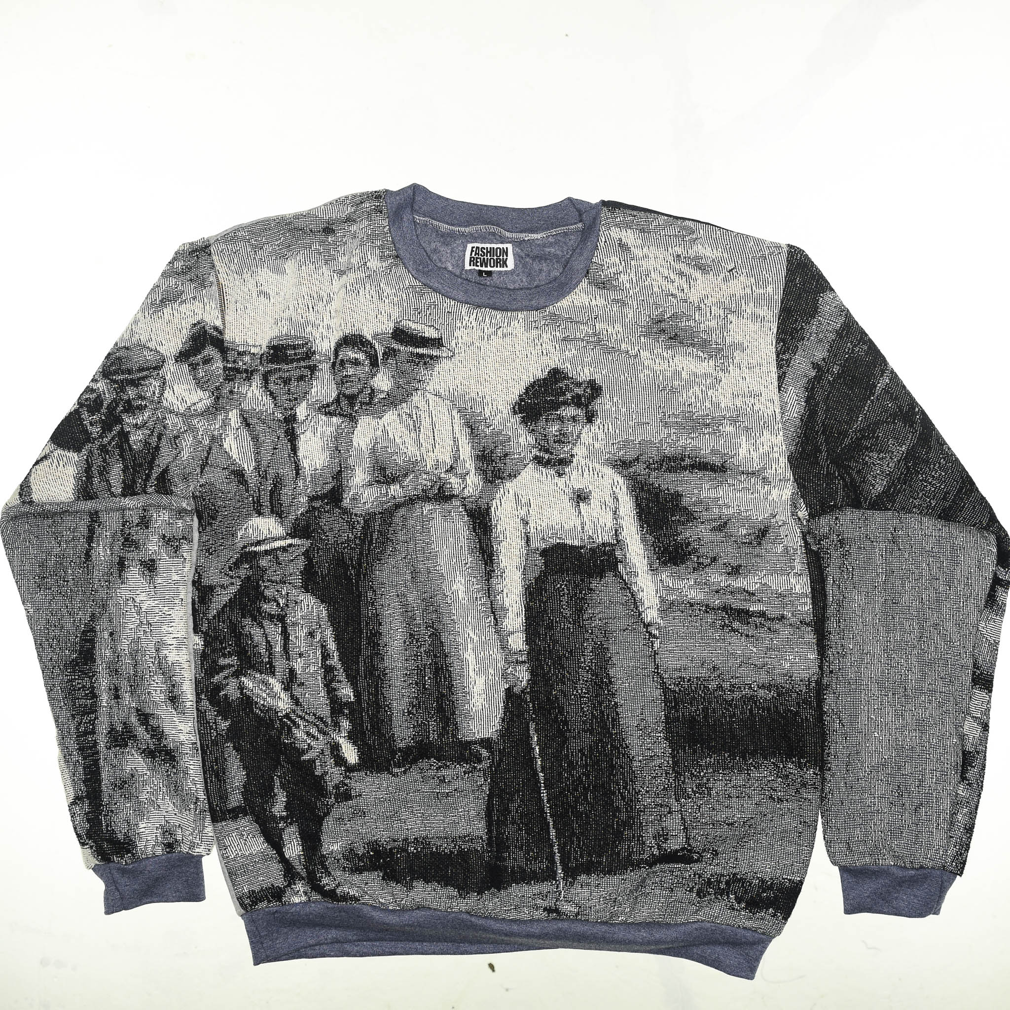 Black & White Victorian Tapestry Panel Pullover