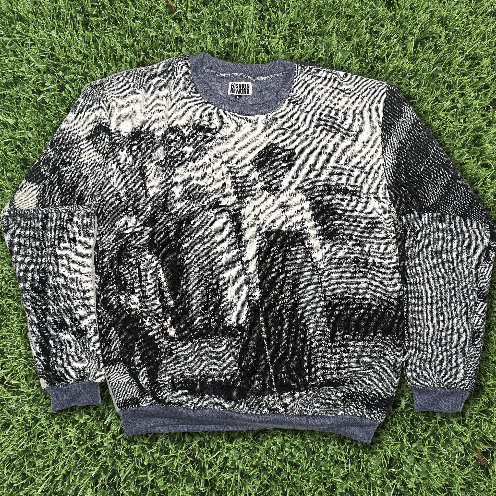 Black & White Victorian Tapestry Panel Pullover