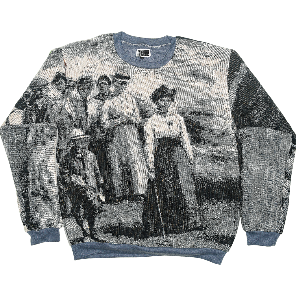 Black & White Victorian Tapestry Panel Pullover