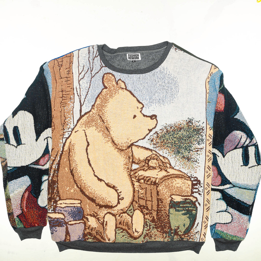 Winnie the Pooh & Mickey Mouse Full Tapestry Panel Pullover