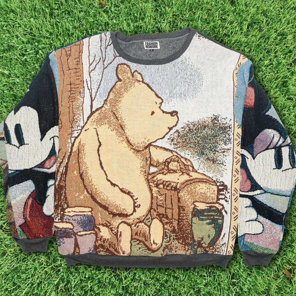 Winnie the Pooh & Mickey Mouse Full Tapestry Panel Pullover