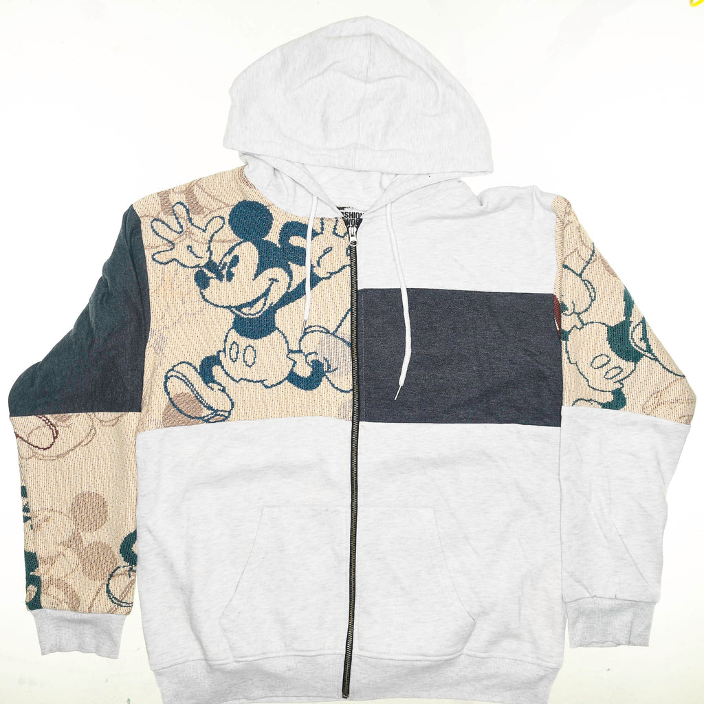 Mickey Mouse Patchwork Tapestry Zip Up Hoodie