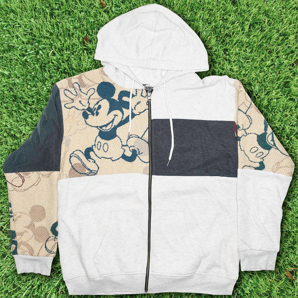 Mickey Mouse Patchwork Tapestry Zip Up Hoodie