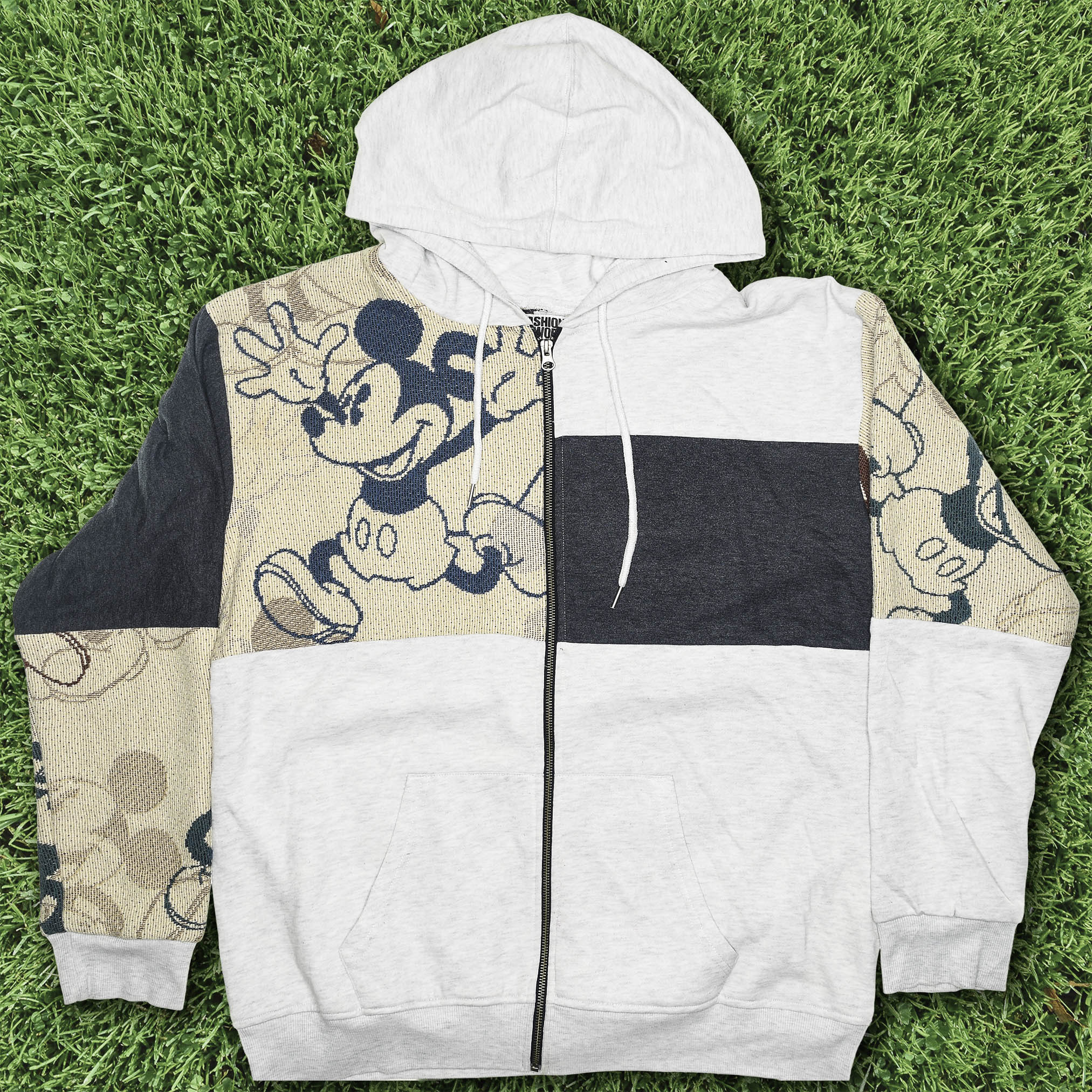 Mickey Mouse Patchwork Tapestry Zip Up Hoodie