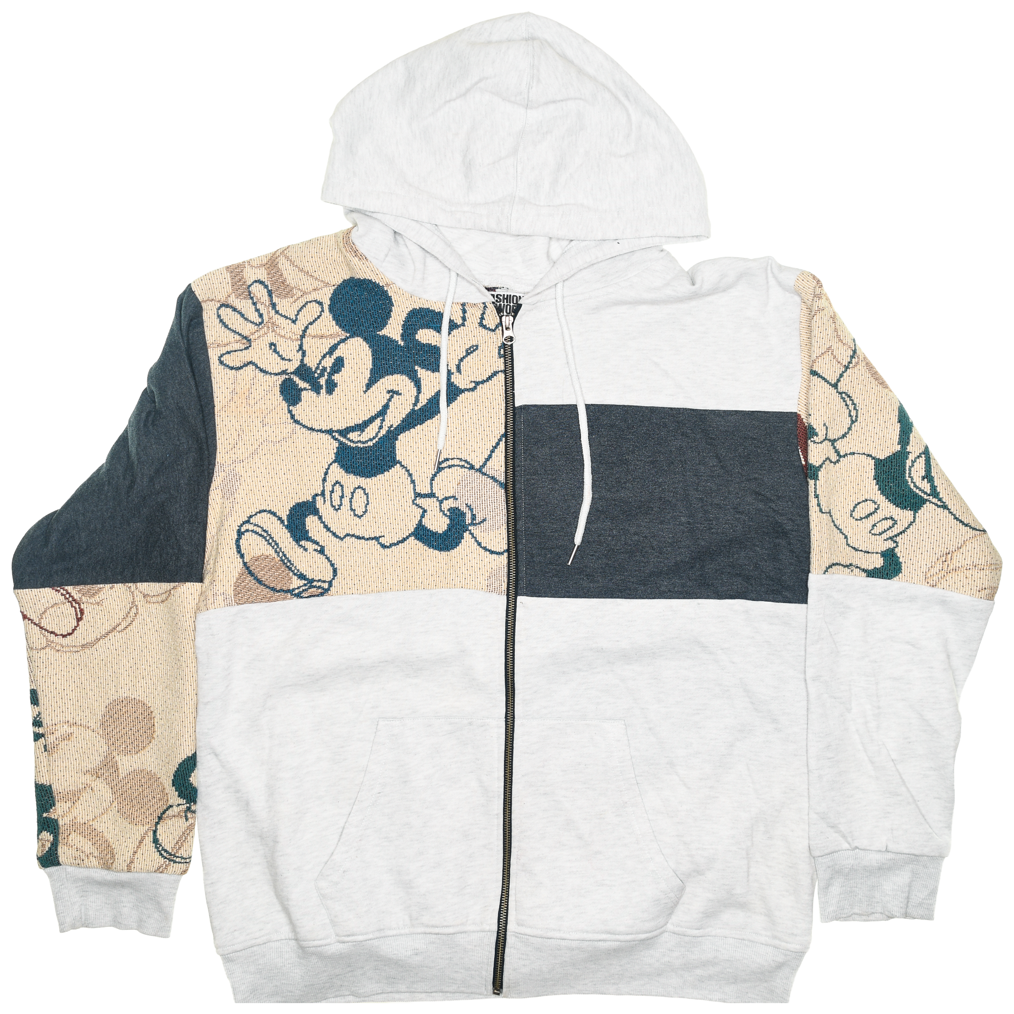 Mickey Mouse Patchwork Tapestry Zip Up Hoodie