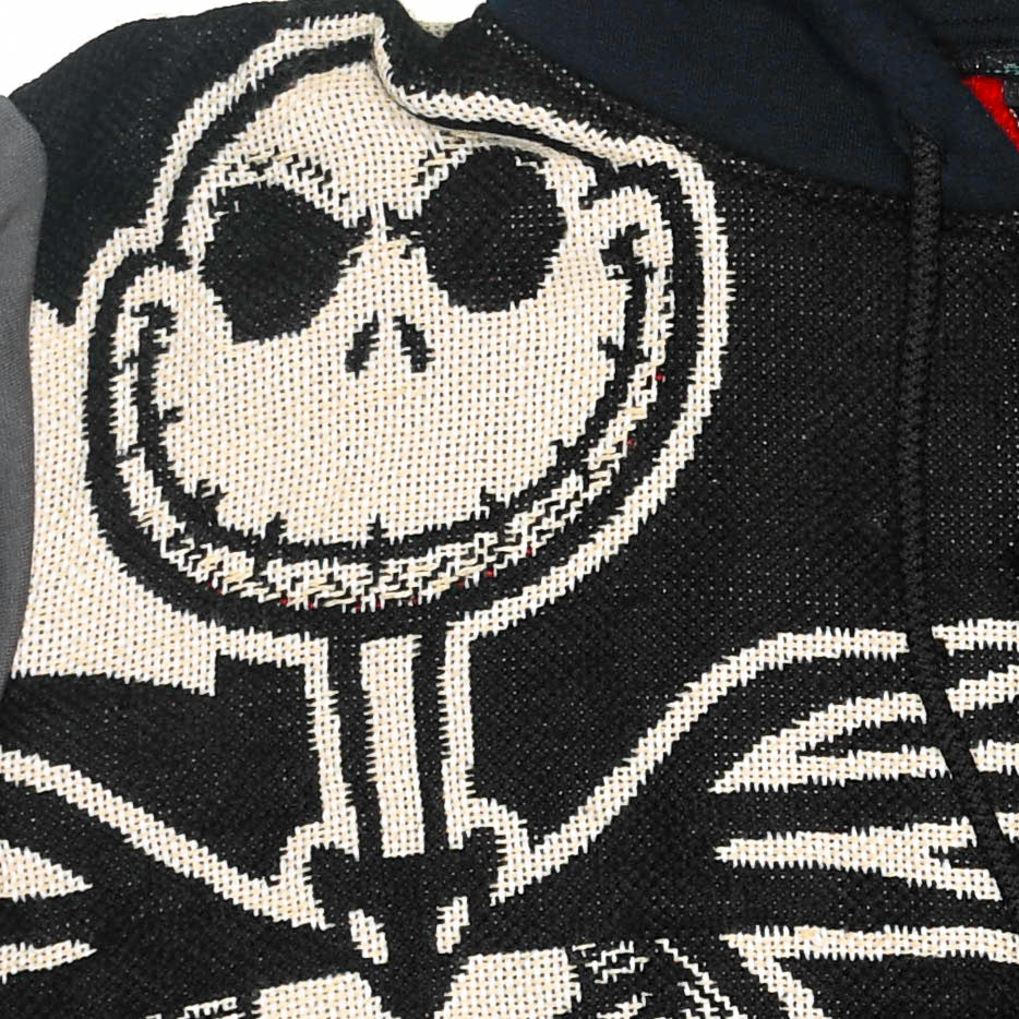 Pumpkin King Tapestry Patch Hoodie — Upcycled Nightmare Before Christmas Jacket