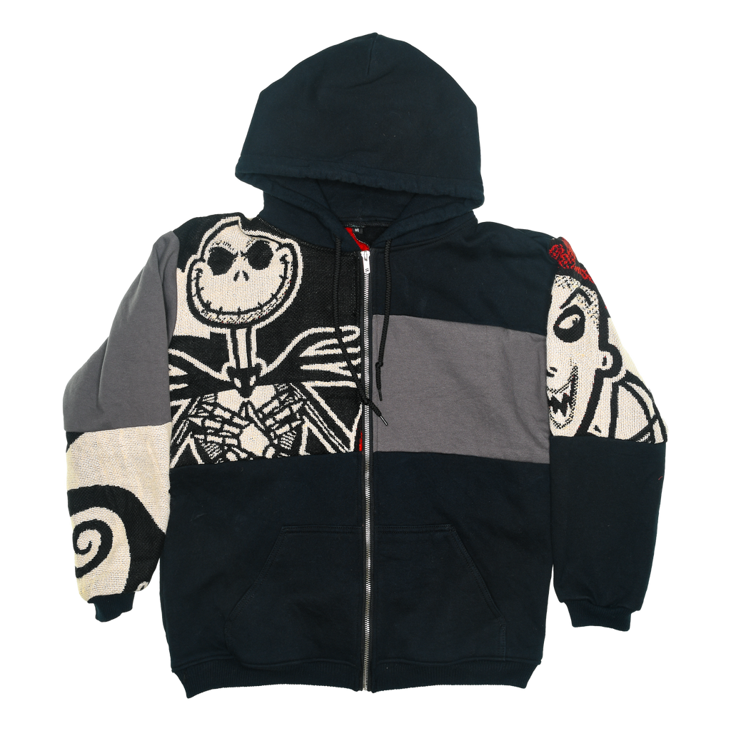 Pumpkin King Tapestry Patch Hoodie — Upcycled Nightmare Before Christmas Jacket