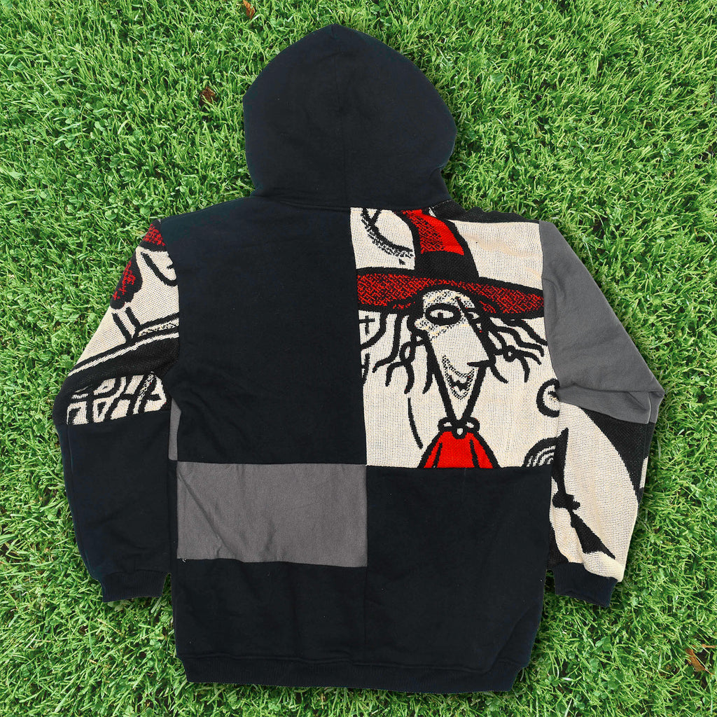 Pumpkin King Tapestry Patch Hoodie — Upcycled Nightmare Before Christmas Jacket