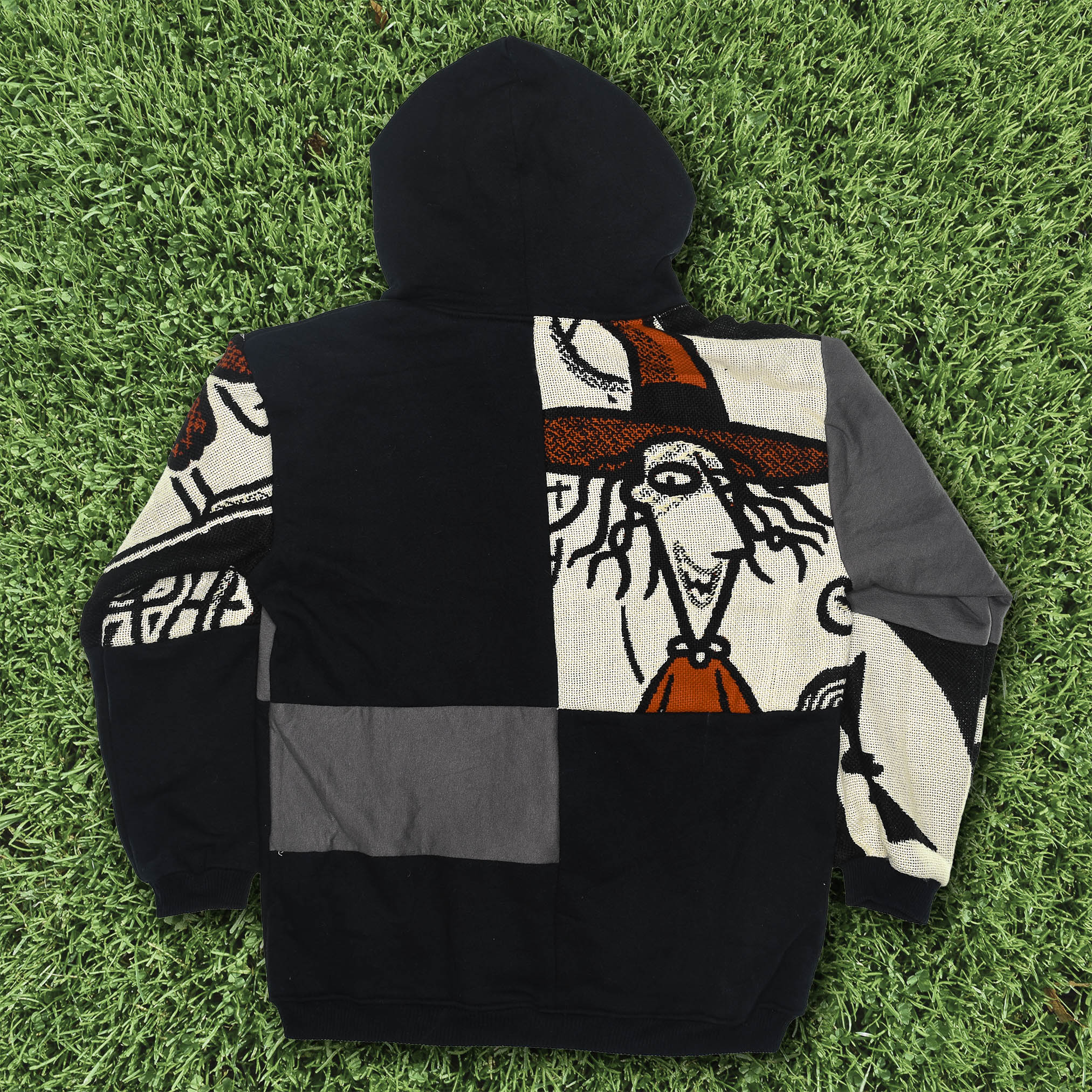 Pumpkin King Tapestry Patch Hoodie — Upcycled Nightmare Before Christmas Jacket