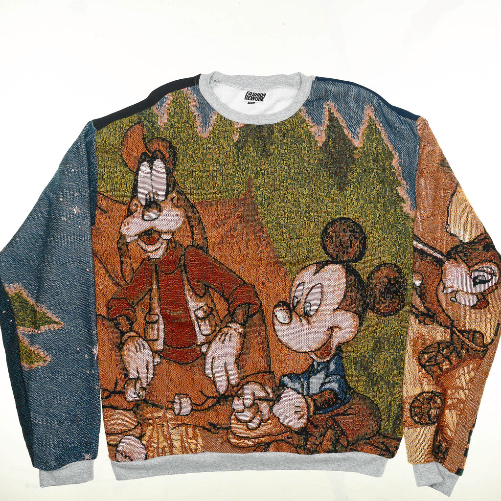 Goofy & Mickey Tapestry Panel Pullover