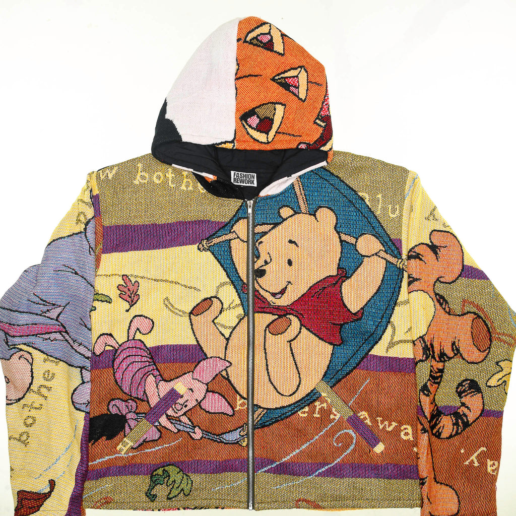 Winds of Winnie the Pooh Heirloom Tapestry Zip Coat — Upcycled 90s Disney Fall & Halloween Jacket