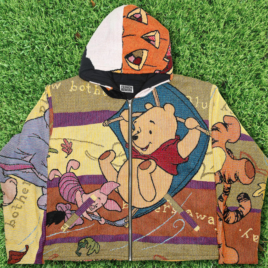 Winds of Winnie the Pooh Heirloom Tapestry Zip Coat — Upcycled 90s Disney Fall & Halloween Jacket