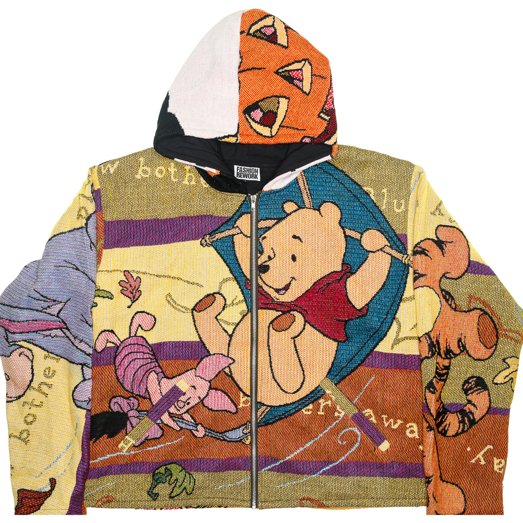 Winds of Winnie the Pooh Heirloom Tapestry Zip Coat — Upcycled 90s Disney Fall & Halloween Jacket