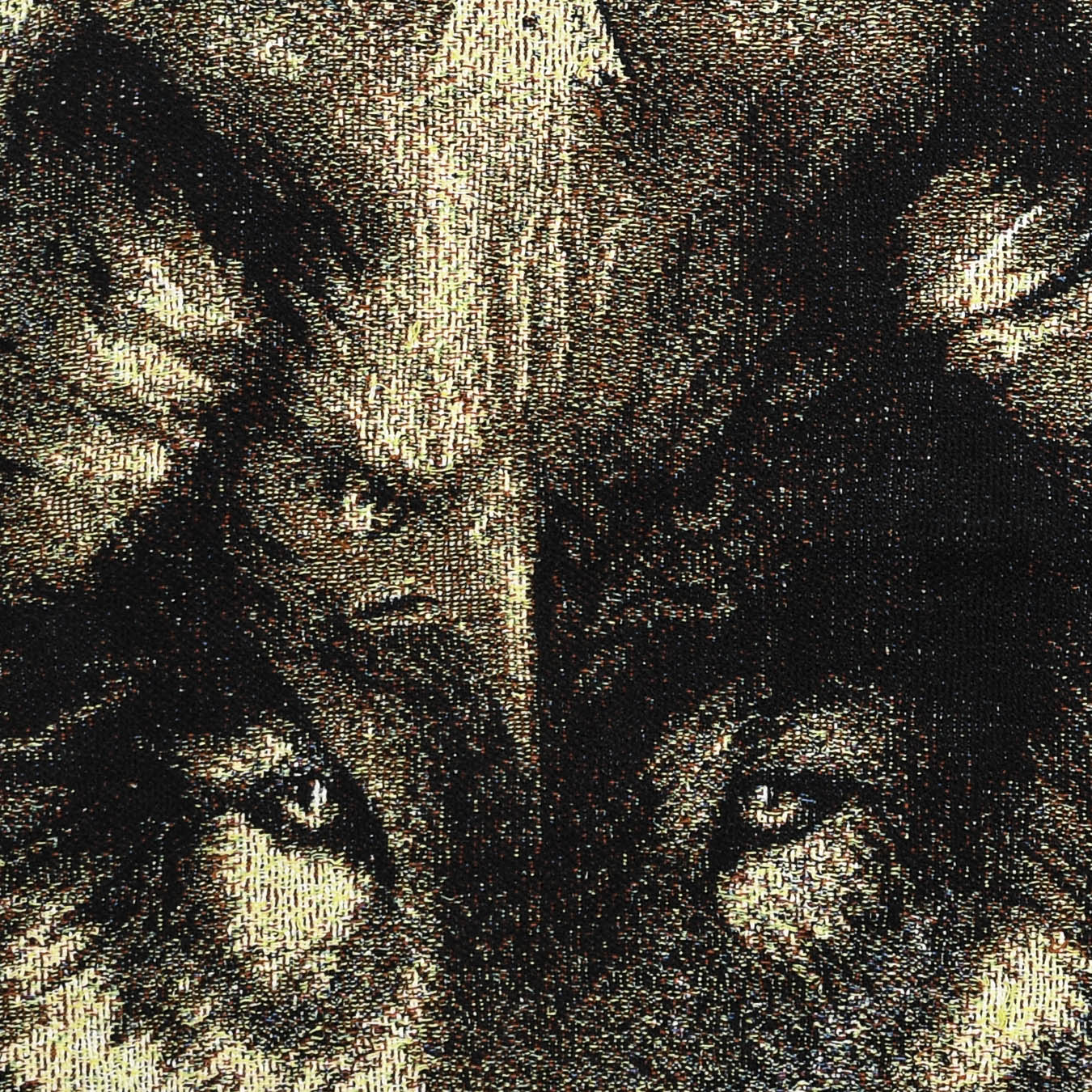 Thunder Guardian Tapestry Panel Pullover — Rare Wolf & Thunderbird Upcycled Artwear Sweatshirt