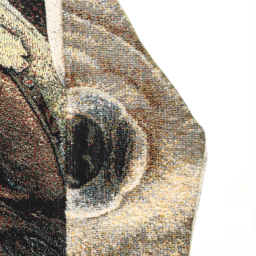 Thunder Guardian Tapestry Panel Pullover — Rare Wolf & Thunderbird Upcycled Artwear Sweatshirt