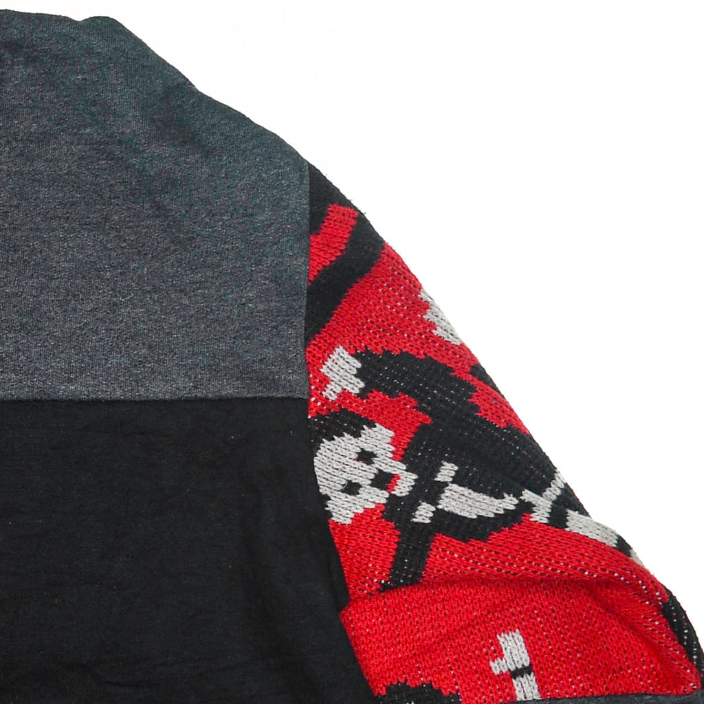 Dance with the Devil Tapestry Patch Hoodie — Upcycled Retro Satanic Folk Art Jacket