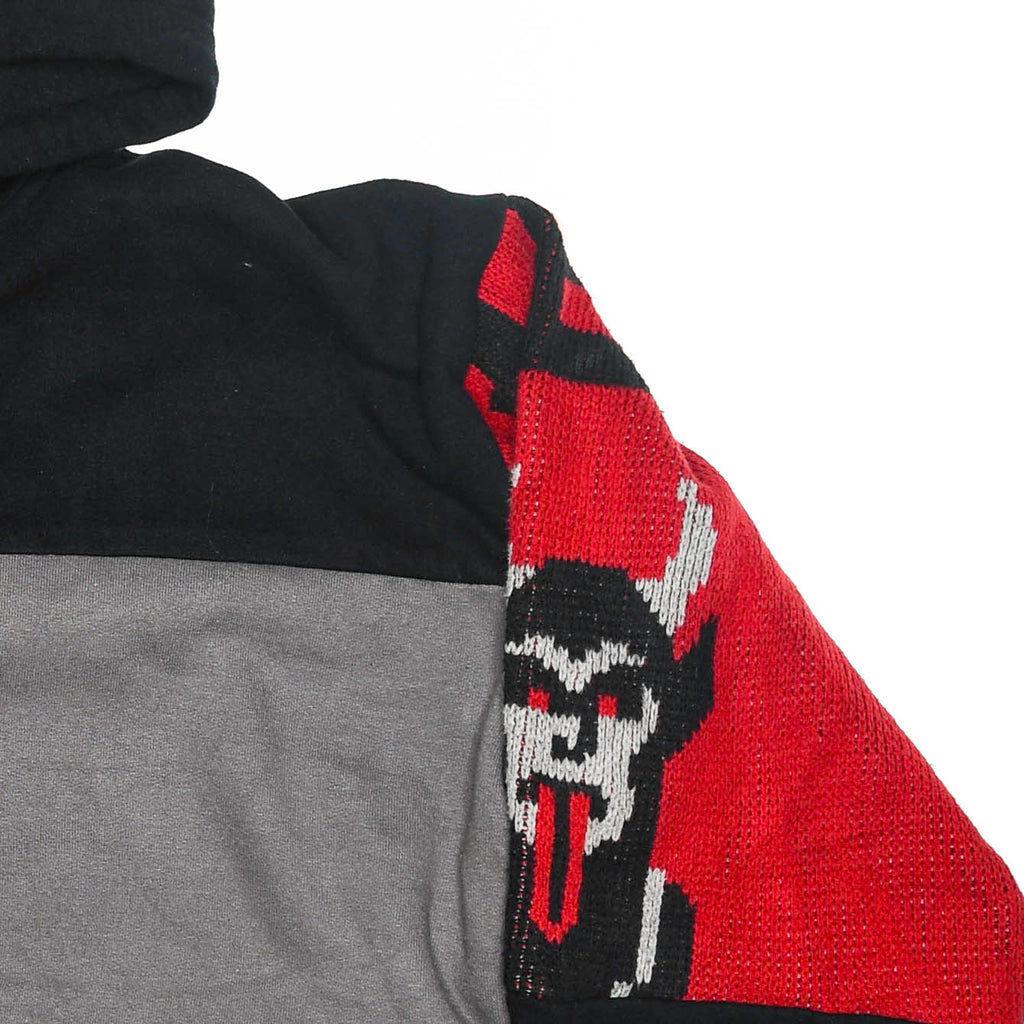 Hot Under the Collar Tapestry Patch Hoodie — Kitsch Devil Folk-Horror Upcycled Pop-Art Jacket