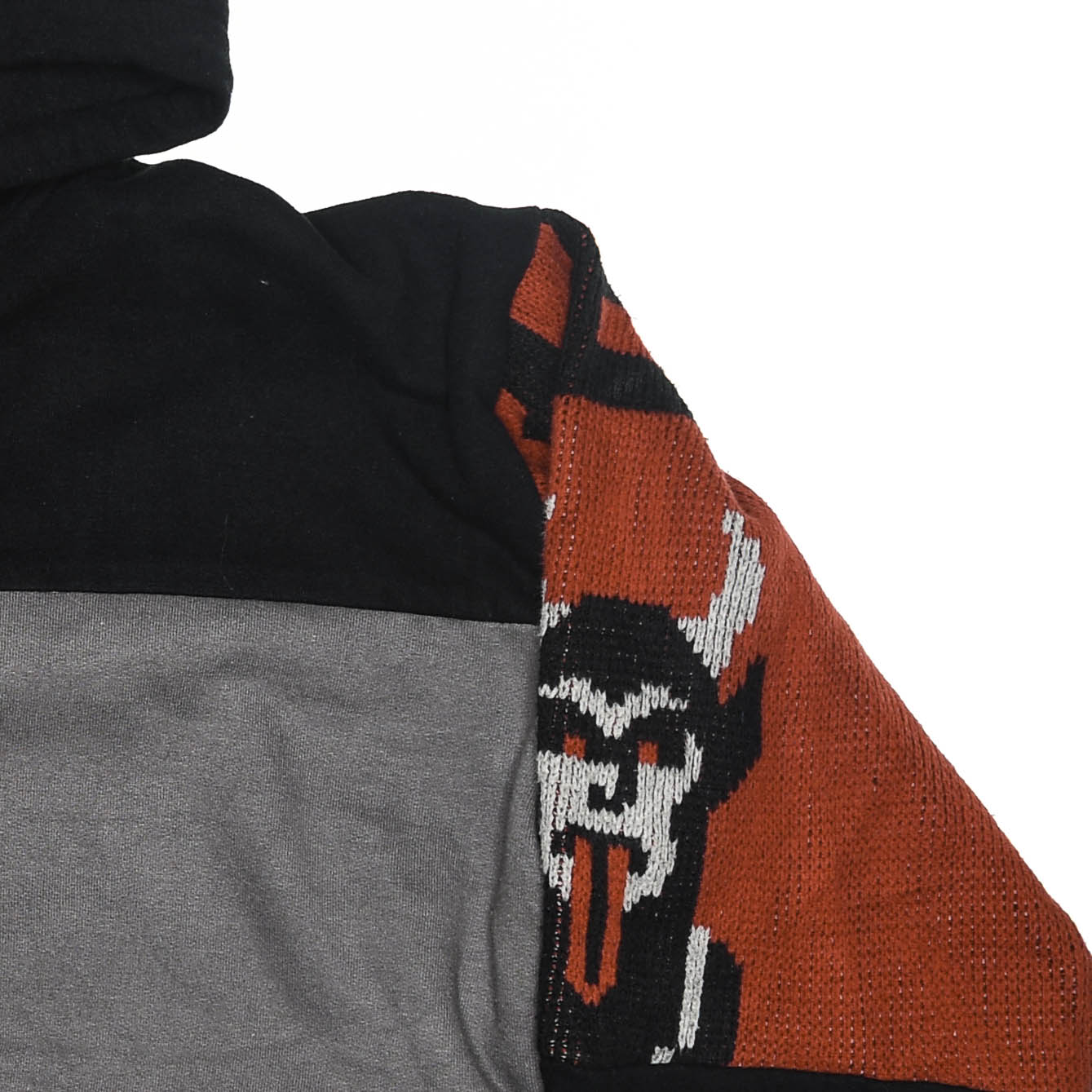 Hot Under the Collar Tapestry Patch Hoodie — Kitsch Devil Folk-Horror Upcycled Pop-Art Jacket