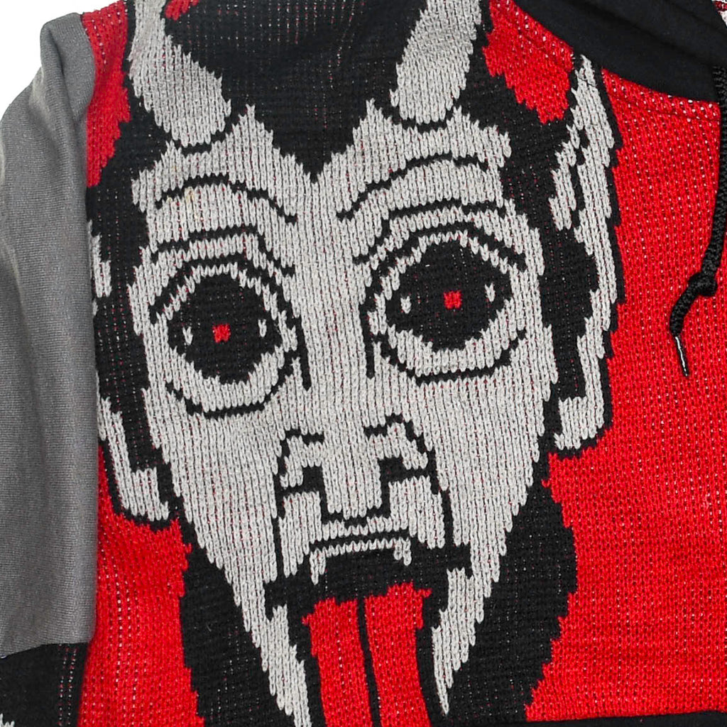 Hot Under the Collar Tapestry Patch Hoodie — Kitsch Devil Folk-Horror Upcycled Pop-Art Jacket