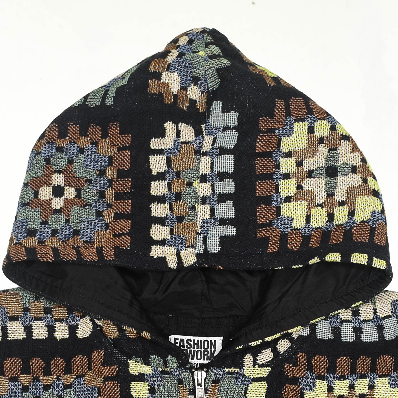 Lunar Garden Heirloom Tapestry Zip Coat — Moon Phase & Granny Square Hoodie