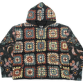 Lunar Garden Heirloom Tapestry Zip Coat — Moon Phase & Granny Square Hoodie