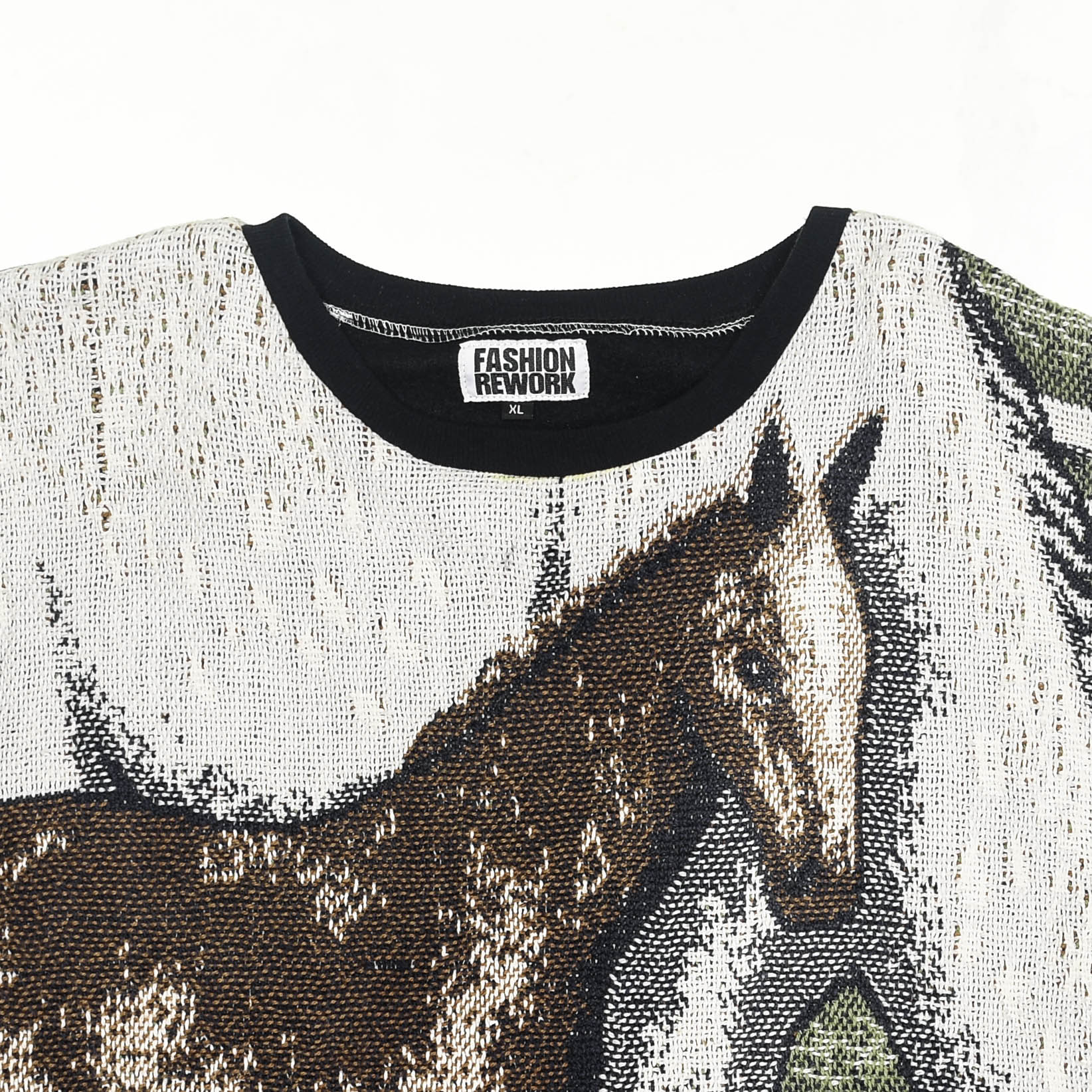 Horse Stable Tapestry Panel Pullover