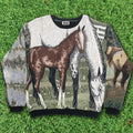 Horse Stable Tapestry Panel Pullover