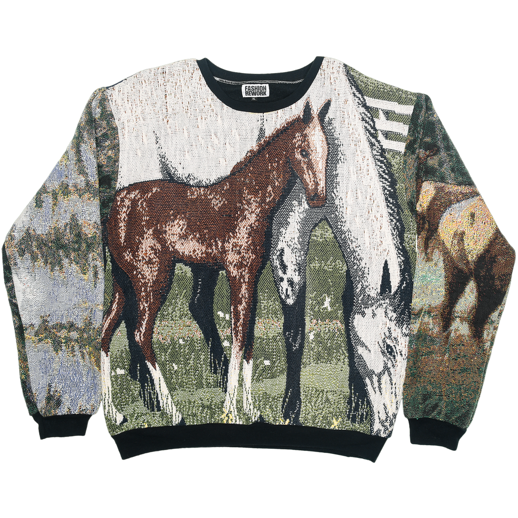 Horse Stable Full Tapestry Panel Pullover