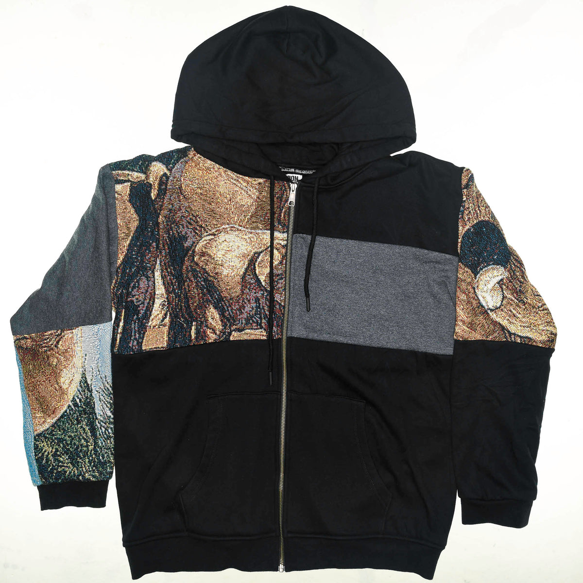 Safari Elephant Patchwork Tapestry Zip Up Hoodie