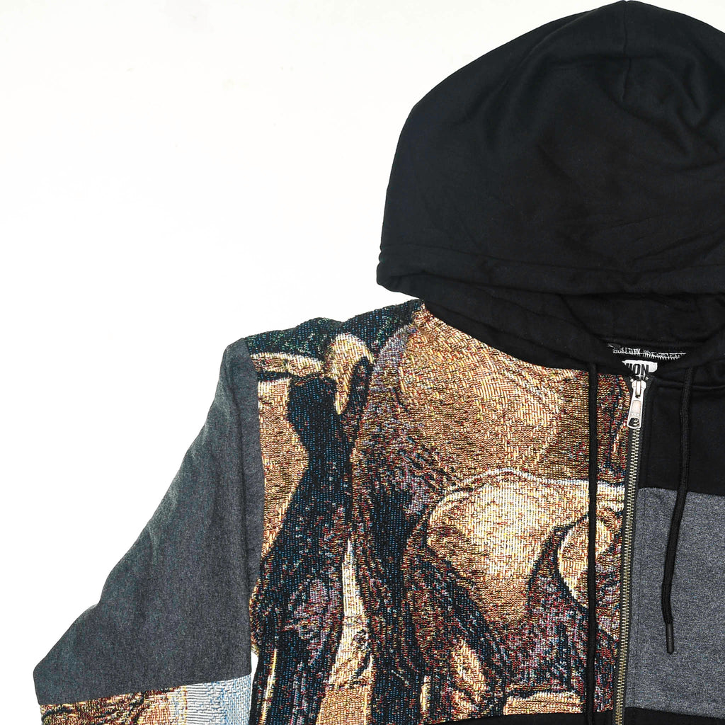 Safari Elephant Patchwork Tapestry Zip Up Hoodie