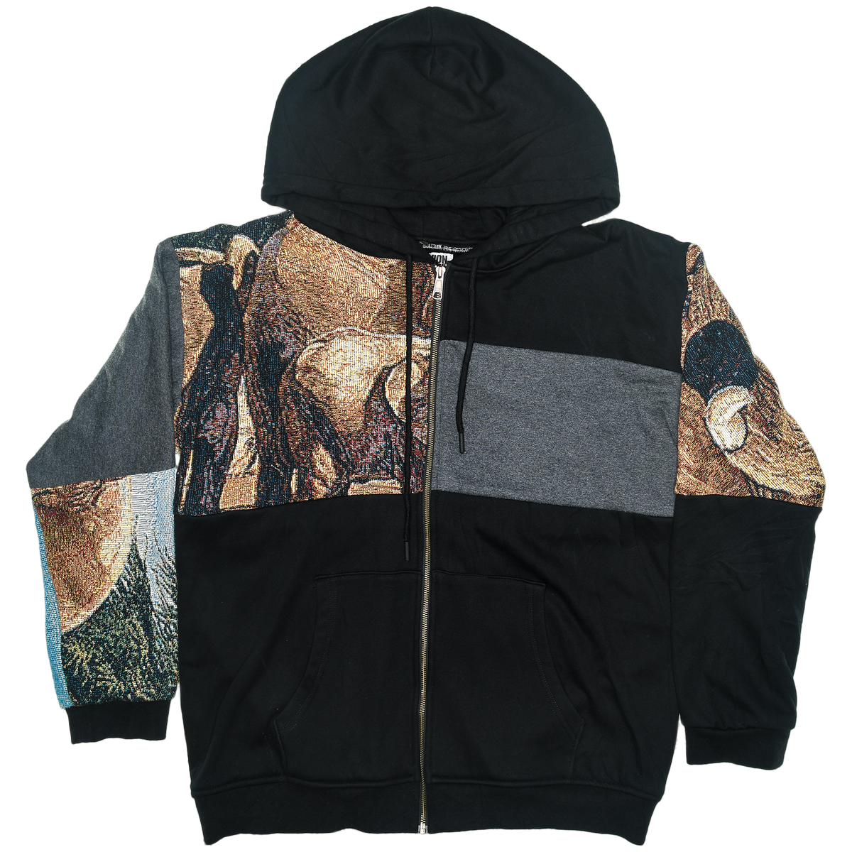 Safari Elephant Patchwork Tapestry Zip Up Hoodie