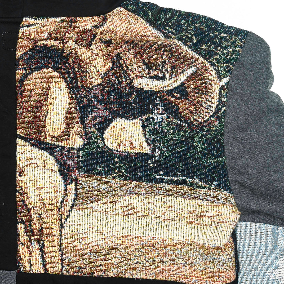 Safari Elephant Patchwork Tapestry Zip Up Hoodie