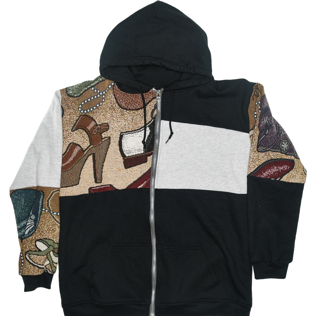 Footwear Patchwork Tapestry Zip Hoodie