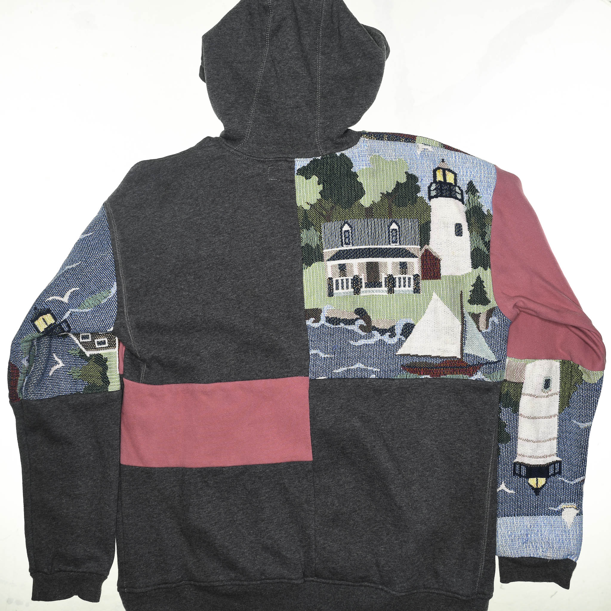 Lighthouse Patchwork Tapestry Zip Up Hoodie