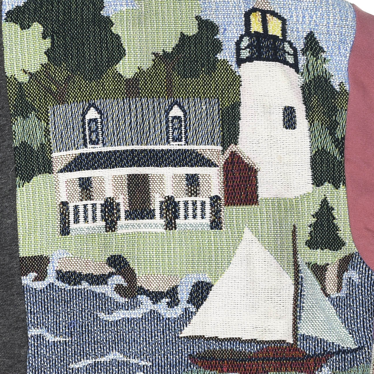 Lighthouse Patchwork Tapestry Zip Up Hoodie