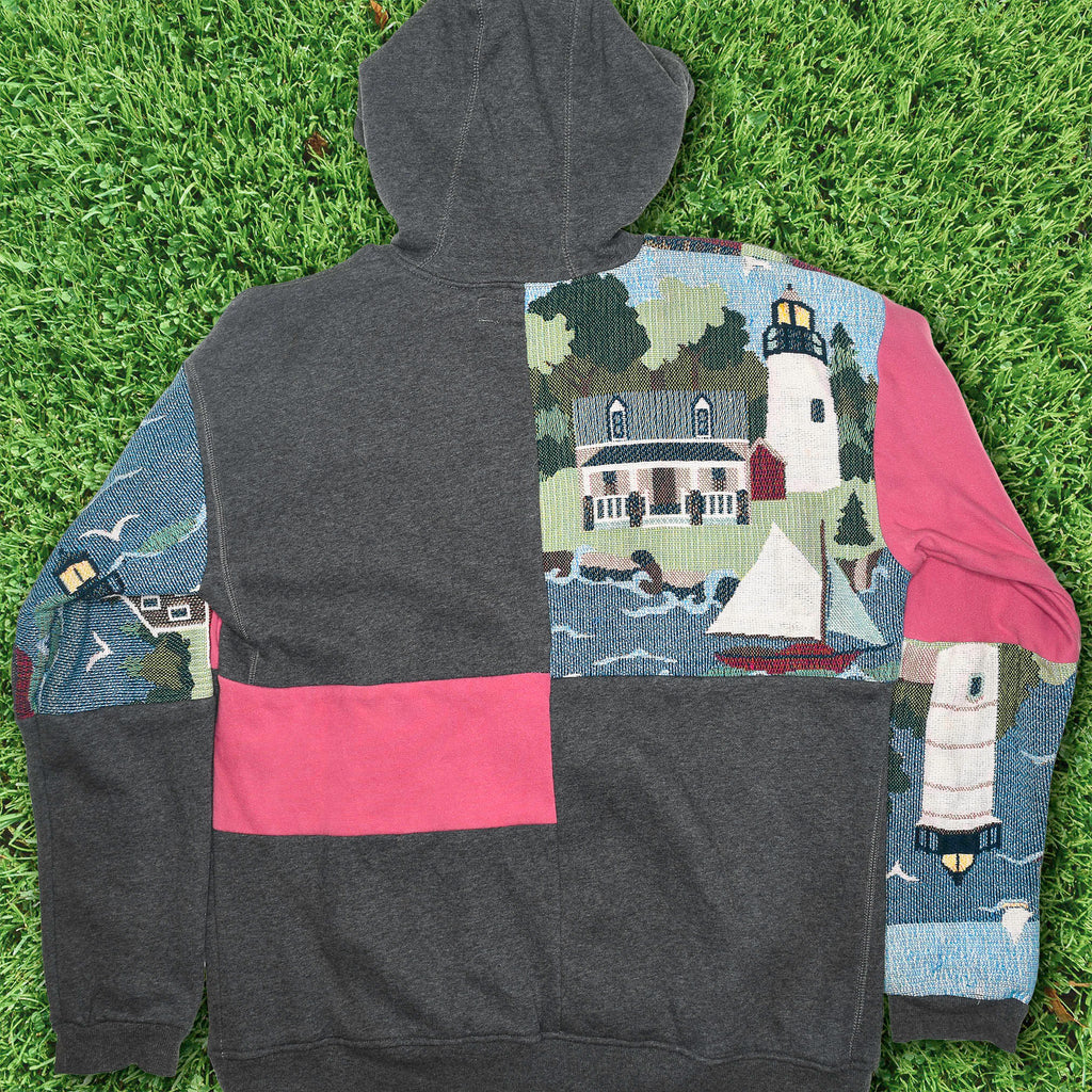 Lighthouse Patchwork Tapestry Zip Up Hoodie