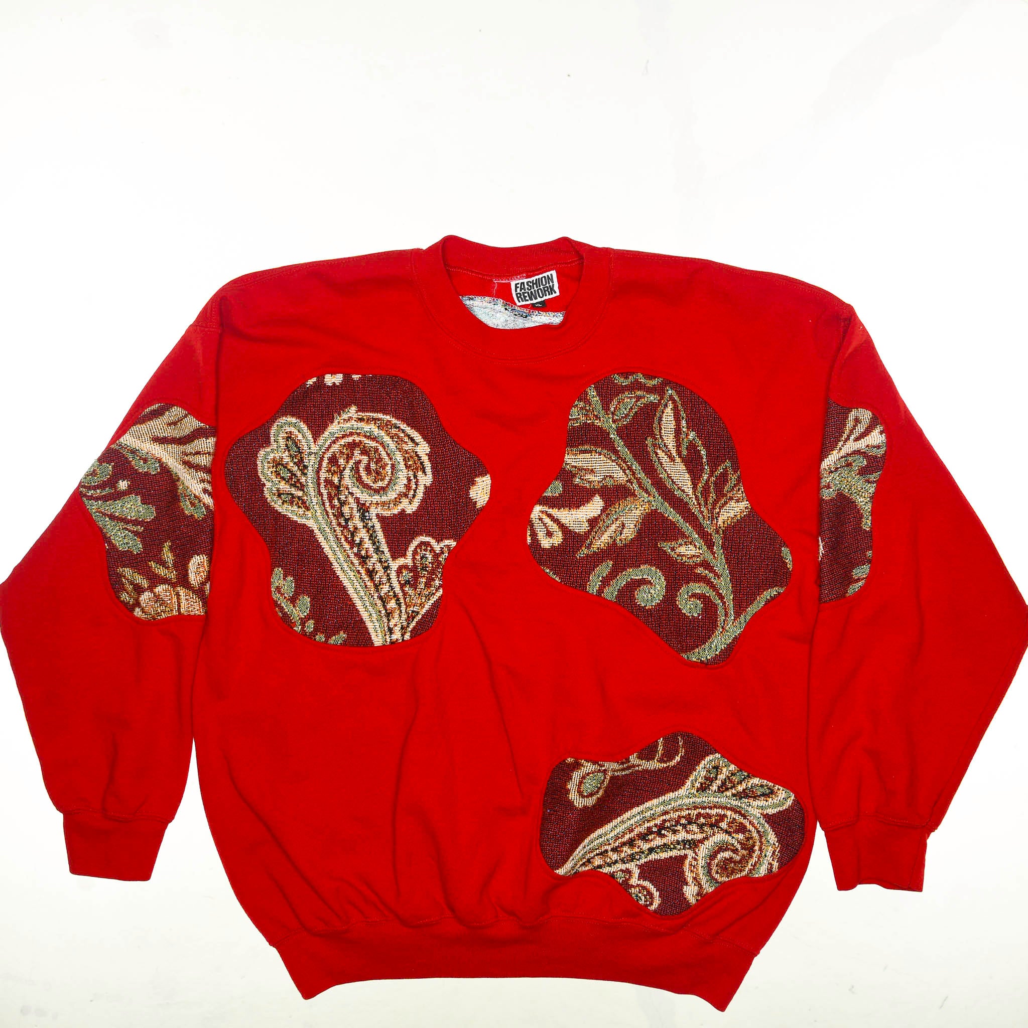 Red Paisley Amoeba Tapestry Pullover