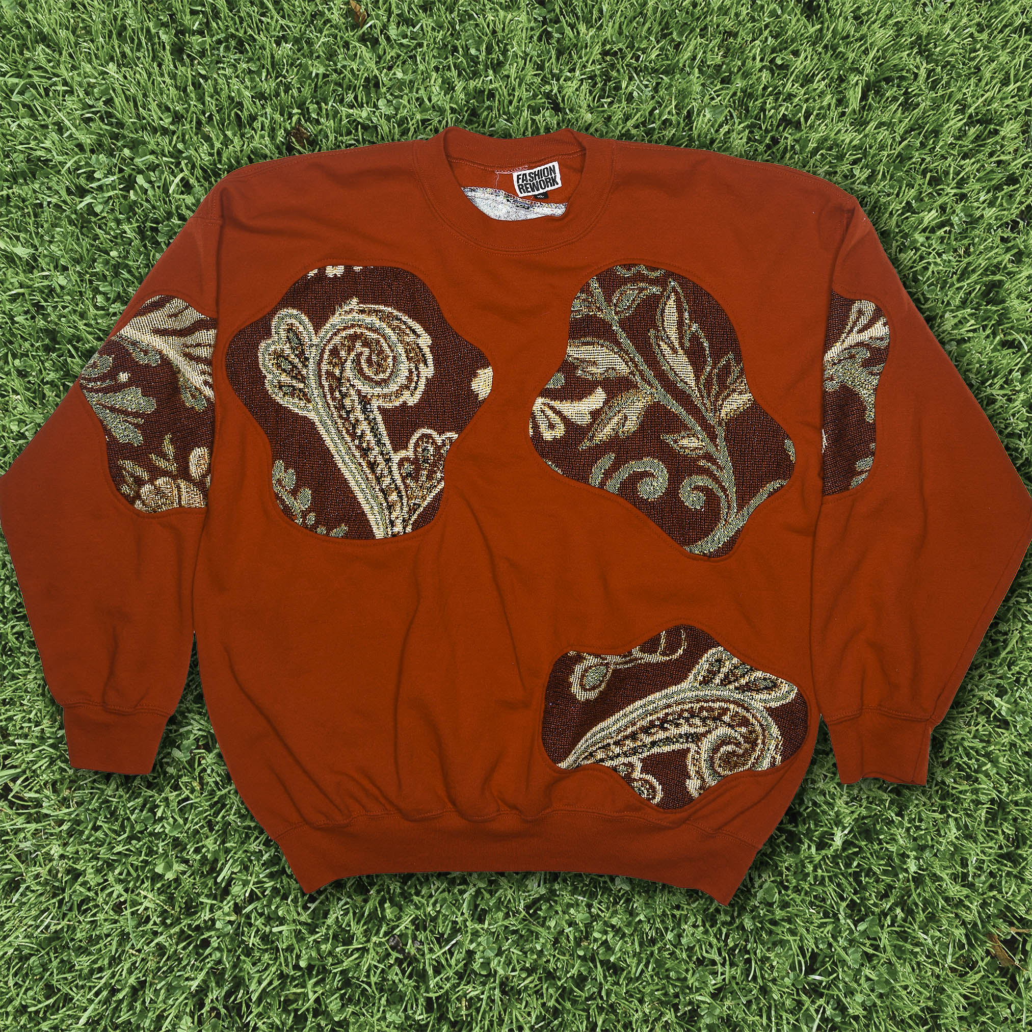 Red Paisley Amoeba Tapestry Pullover