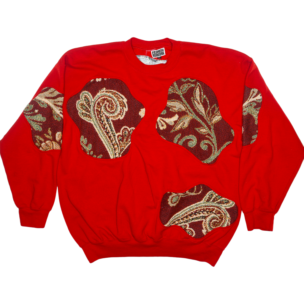 Red Paisley Amoeba Tapestry Pullover