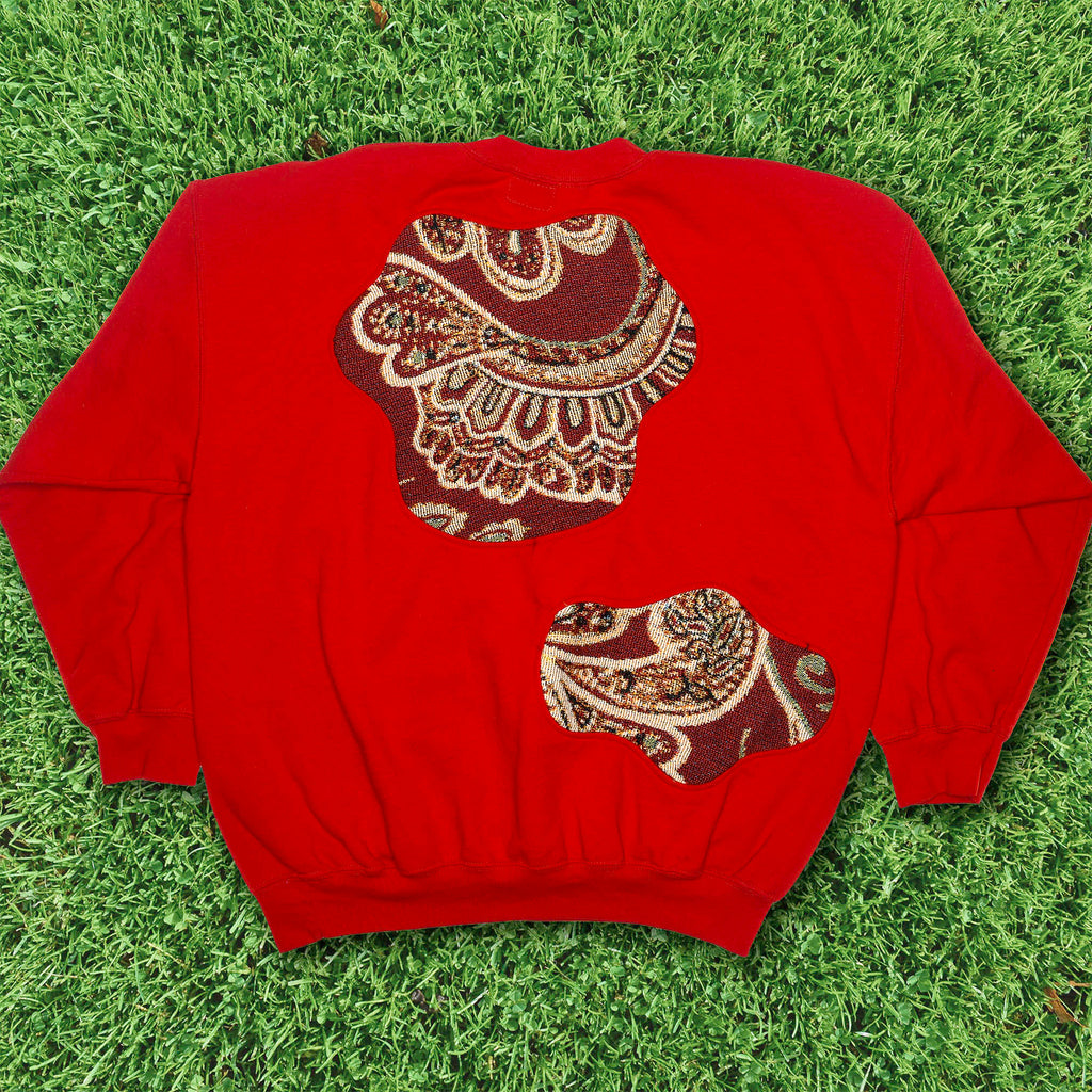 Red Paisley Amoeba Tapestry Pullover