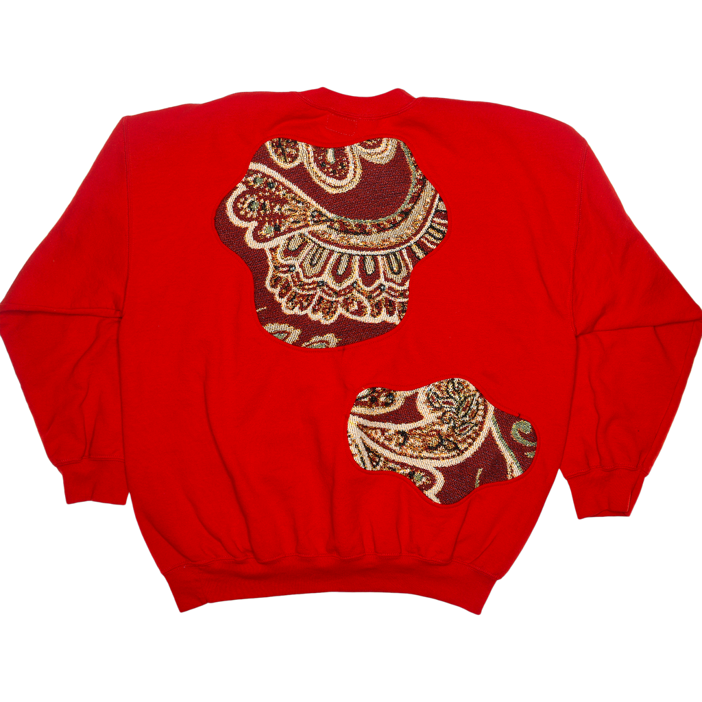Red Paisley Amoeba Tapestry Pullover