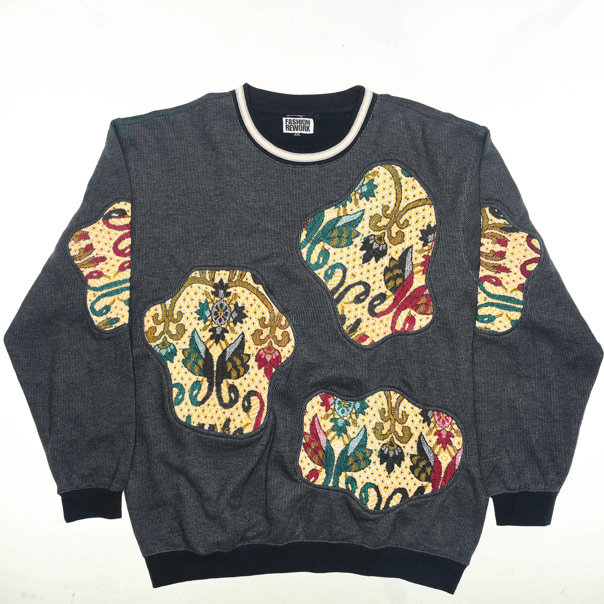Ornate Paisley Appliqué Amoeba Tapestry Pullover